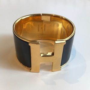 Hermès Black 18k Gold Extra Wide Clic Clac H, PM